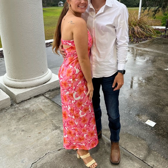 Strapless Floral Pink Dress - Picture 3 of 3